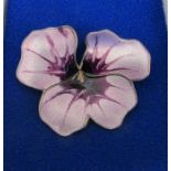 David Anderson Norway silver and enamel flower brooch 11.2 g 43 mm x 38 mm