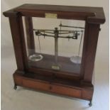 Victorian cased set of Townson & Mercer Ltd 34 Camomile Street London EC3 precision scales H 44 cm