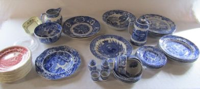 Selection of mainly blue and white ceramics inc Spode