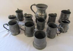 Various pewter tankards