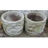 Pair of concrete planters Ht 31cm