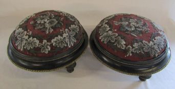 Pair of Victorian Berlin bead work footstools D 30 cm