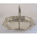 Edwardian silver fruit basket on four bun feet, L 28 cm D 20 cm Sheffield 1915 weight 14.12 ozt