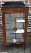 Edwardian display cabinet with painted decoration Ht 129cm W 61cm D 32cm