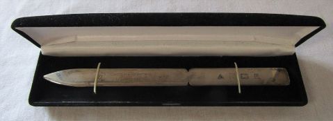 Silver Centennial Month March 1993 letter opener Birmingham 1993 with diamond accent L 20.5 cm