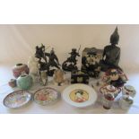 Various Oriental ceramics, jewellery boxes etc