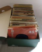 Box of 7" singles inc The Rolling Stones, Nat King Cole, Platters, Frank Sinatra, Cilla Black, The