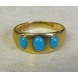 18ct gold turquoise ring size O weight 3.9 g