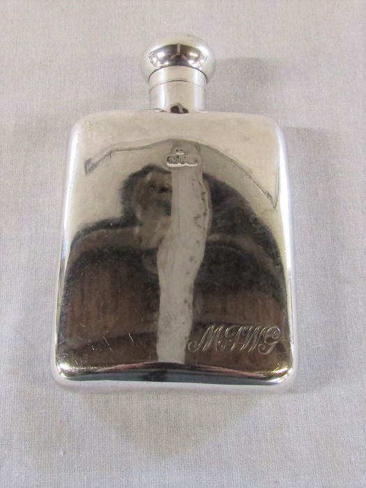 Victorian silver hip flask Birmingham 1894 H 11.5 cm weight 3.77 ozt