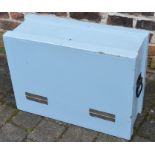 Painted wooden tool box with some tools