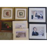 Pair of framed prints 'Piano' and 'Bass' signed and titled in pencil by Marsha Hammel, oil on