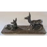 Art Deco bronze model of deer on a marble base L 35 cm H 16 cm