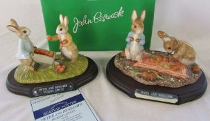 Two large limited edition Beswick Beatrix Potter figurines - Peter and Benjamin picking apples P