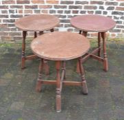 3 circular copper top bar tables