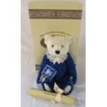 Steiff Holland Delfter teddy bear, white and blue, L 32 cm, 1996, limited edition 335/1500