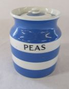 T G Green Cornish ware Peas jar with green stamp to underside H 16 cm