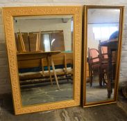 2 large gilded wall mirrors. Largest 95cm by 64cm