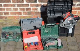 Milwaukee M18 circular saw, Bosch PM580A multi sander and 2 Bosch drills