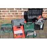 Milwaukee M18 circular saw, Bosch PM580A multi sander and 2 Bosch drills