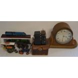 Camo Baby Cine-camera, mantel clock, model trains, steam engines & a diecast tractor