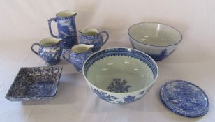 Selection of blue and white ceramics inc Old Foley & Chinese bowl 23cm diameter