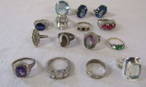 15 silver dress rings, total weight 90 g / 2.88 ozt