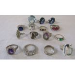 15 silver dress rings, total weight 90 g / 2.88 ozt