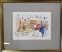 Colin Carr (1929-2002) framed watercolour of Caistor market place, signed and dated 1981 lower right