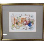 Colin Carr (1929-2002) framed watercolour of Caistor market place, signed and dated 1981 lower right