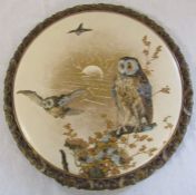 Hand painted wall plaque decorated with owls, with T Goode & Co South Audley Street London Grosvenor