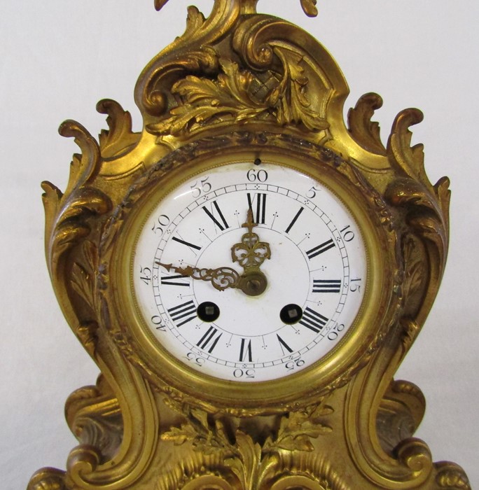 French ormolu gilt mantel clock / garniture by AD Mougin with two 5 branch candelabra, clock - Image 6 of 29