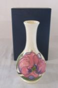 Boxed Moorcroft pink magnolia vase H 16 cm