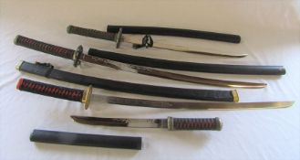 4 Japanese Katana Samurai ornamental reproduction swords