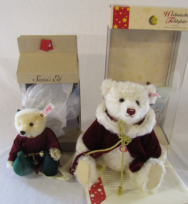Steiff Christmas teddy bear limited edition 1747/2000 H 30 cm and Steiff Santa's Elf limited edition