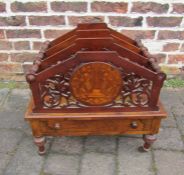 Victorian inlaid canterbury with drawer L 54 cm D 41 cm H 51 cm