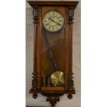 Vienna regulator wall clock with 2 weight driven mechanism missing pediment