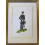 Framed military print by Arthur Barbosa (1908-1995) signed and dedicated in pencil, 44 cm x 60 cm (