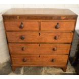 Georgian oak chest of drawers with ebony stringing & walnut veneer to top panel Ht 111cm L 106cm D