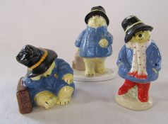 3 Coalport Paddington figurines - Paddington shopping, Paddington waits for a train and Paddington