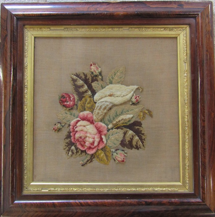 Large needlepoint still life of flowers 56 cm x 56 cm (size including frame)