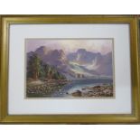 Framed and glazed acrylic landscape of a mountainous scene signed J A Jameson 60 cm x 47 cm (size