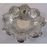 Victorian pierced silver dish Sheffield 1897 D 15 cm weight 3.55 ozt