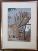 Framed mixed media painting of York Minster 33 cm x 43 cm (size including frame)