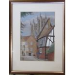 Framed mixed media painting of York Minster 33 cm x 43 cm (size including frame)