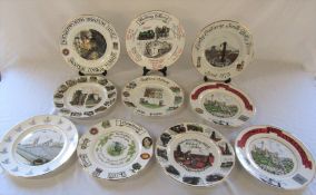 Set of 10 Miners Colliery plates D 27 cm inc Shirebook, Newstead and Rufford