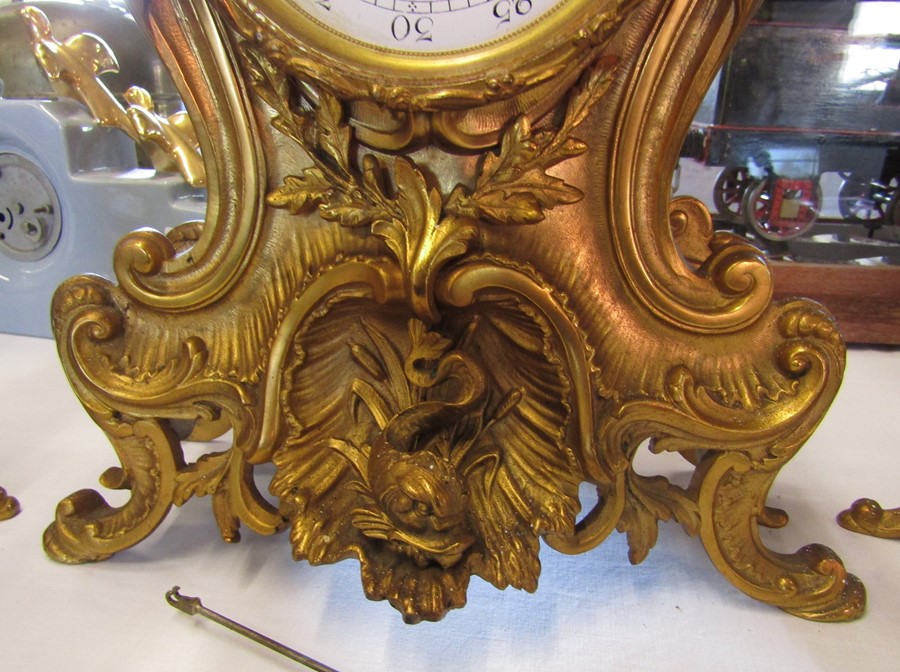 French ormolu gilt mantel clock / garniture by AD Mougin with two 5 branch candelabra, clock - Image 12 of 29