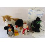 Assorted Steiff soft toys inc duck, cat, Maxi mole, miniature christmas bear and boxed limited