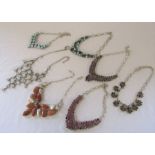 7 silver and gemstone contemporary necklaces, marked 925, total weight 763.8 g / 24.58 ozt