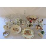Various ceramics inc Sylvac (collie dog repaired nose), Queen Victoria mugs and plates, tureen,