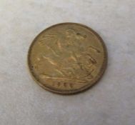 22ct gold Victorian half sovereign 1900